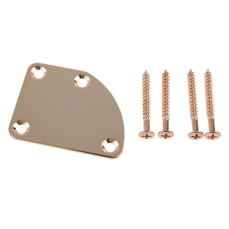 CNC Machining Electric Bass Guitar Neck Joint Plates Custom Laser Etched Logo Guitar Neck Plate